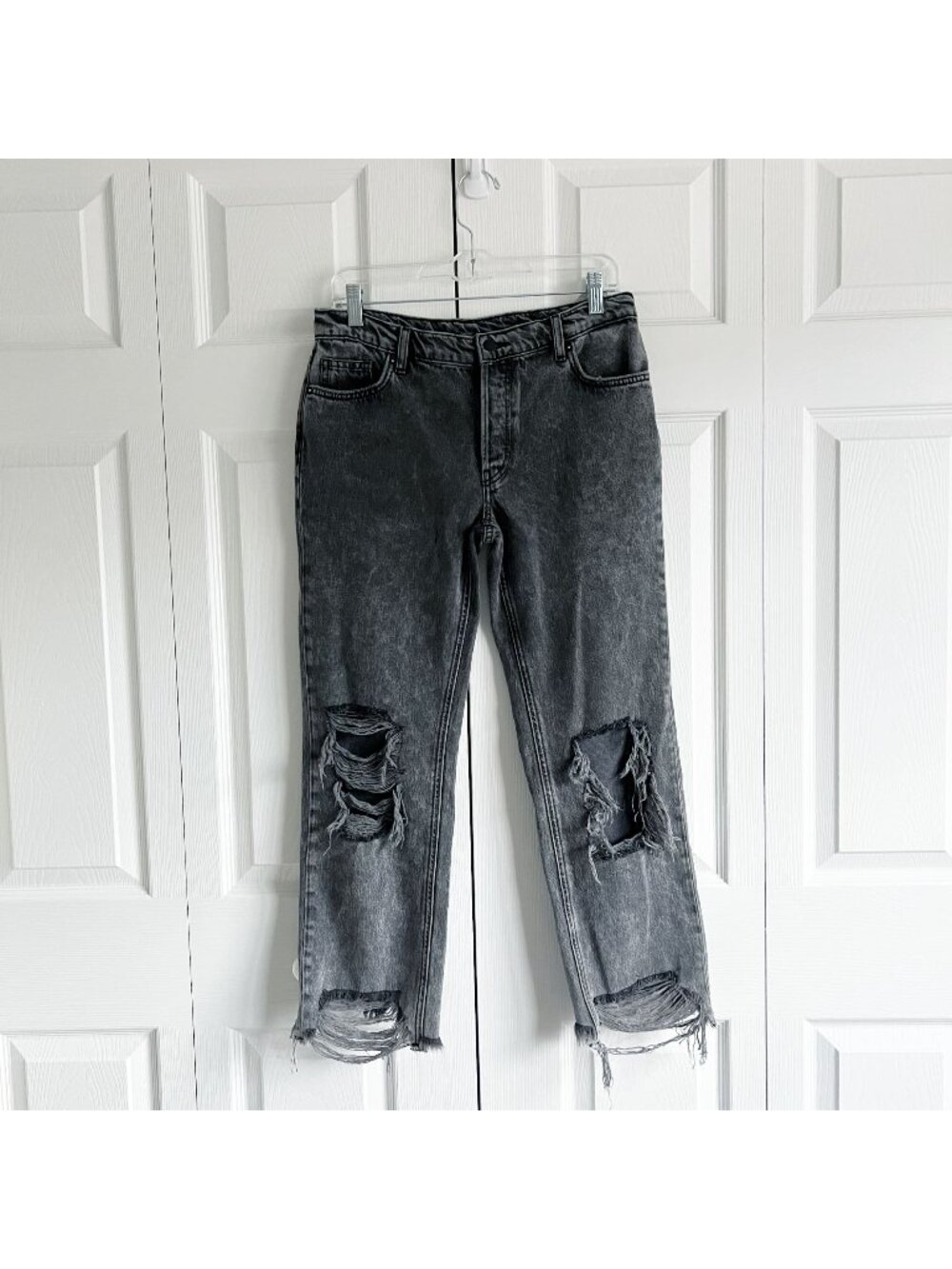 Free People Maggie Mid-Rise Straight Leg Bottlerocket Grey Jeans Women's Size 26